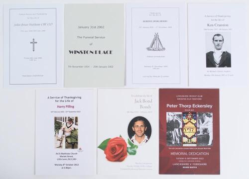 Lancashire cricketers&rsquo; orders of service. Seven original orders of service for former Lancashire cricketers. Brian Statham, Manchester Crematorium 16th June 2000. Winston Place 31st January 2002. Bob Berry, Oldham Crematorium 11th December 2006. Ken Crans