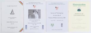 Worcestershire cricketers&rsquo; orders of service. Three original orders of service for former Worcestershire cricketers. Bob Wyatt, St. John&rsquo;s Wood Church 6th September 1995. Basil D&rsquo;Oliveira, Worcester Cathedral 27th January 2012. Tom Graveney, Worcester Cat