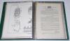 Original Patents. Cricket Equipment & Accessories 1885-1903. Folder comprising seventeen original printed &lsquo;Provisional Specification&rsquo; patent documents. Subjects include &lsquo;Improvements in Leg Guards&rsquo; F.H. Ayres 1885, &lsquo;A Groin Protector or Shield for Cricket - 3