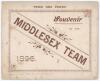 &lsquo;Souvenir of the Middlesex Team 1896&rsquo;. Folding card with title to front, printed image of the Middlesex team with &lsquo;List of Matches Played with Results&rsquo; up to 29th June and &lsquo;Matches to be Played&rsquo; to centre, advertisement for F.H. Ayres cricket and sports e