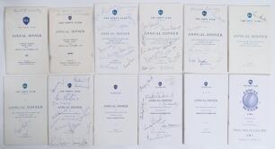 &lsquo;XL The Forty Club&rsquo; 1967-2002. Twelve original signed menus, the majority multi-signed, for annual Club dinners held at the London Hilton, Park Lane in 1967, 1970, 1984, 1985, 1987, 1988 (2 copies), 1992, 1995, 1997 (2), and 2002 (held at The Savoy). Each