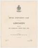 Australia tour to England 1956. Official menu and table plan for the British Sportsman&rsquo;s Club luncheon given to the Australian Cricket team held at The Savoy Hotel, London on 30th April 1956. The menu with cartoon cover by Tom Webster. To inside and rear - 4