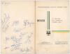 Australia tour to England 1956. Official menu for a &lsquo;Dinner to Welcome the Australian Touring Side&rsquo; given by Worcestershire C.C.C. at the Guildhall, Worcester, 2nd May 1956. The folding menu signed in ink to the inside and rear cover by eighteen attendees