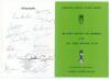 England 1953 Ashes winning team. Official menu booklet for the Sheffield Cricket Lovers&rsquo; Society &lsquo;Reunion Dinner for Members of the 1953 Ashes Winning Team&rsquo;. Held at Cutlers Hall, Sheffield, 18th October 1980. Signed to rear cover autograph page by fiftee