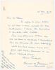 Ernest Asplan Beldam. Middlesex 1903-1907. Single page handwritten letter from Beldam from his home in Surrey, to a schoolboy &lsquo;Mr Thom[?]&rsquo;, dated 12th November 1953. Beldam is replying to a request for his autograph, and wishes the correspondent well with