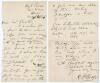 Richard Parr Daft. Nottinghamshire 1886 (1 match). Two page handwritten letter in ink from Daft to the collector and dealer, A.J. Gaston. Dated 4th March 1905, Daft is offering &lsquo;a few letters... for your scrapbook&rsquo; and wishes to sell some &lsquo;old annuals&rsquo; of
