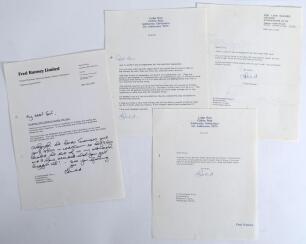 Frederick Edward &lsquo;Fred&rsquo; Rumsey. Worcestershire, Somerset, Derbyshire & England 1960-1970. Four typed letters from Rumsey to the comedian, Eric Morecambe, from Morecambe&rsquo;s personal collection. All the letters relate to Morecambe attending a Lords Taverners