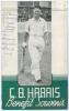 Charles Bowmar Harris. Nottinghamshire 1928-1951. Official 1949 &lsquo;Benefit Souvenir&rsquo; folding card for Harris. Signed to the front in ink by Harris, and to the internal autograph page by a further nine Nottinghamshire players. Signatures are Sime, Butler, Ha