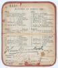 Marylebone Cricket Club membership and fixture card 1896. The folding leather (?) card with letters &lsquo;M.C.C.&rsquo; to one side and to the other in gilt shield the year &lsquo;1896&rsquo;. The card belonged to cricketer and noted cricket writer and historian Arthur Haygarth - 2