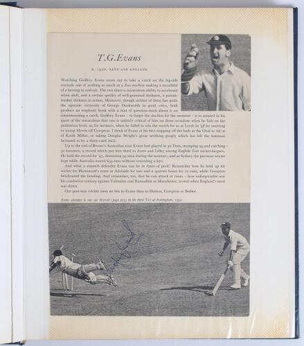 Thomas Godfrey Evans. Kent & England 1946-1959. Large photograph album personally compiled by Evans to record events and matches played to mark his 70th birthday celebrations in 1990. Contents include magazine page extracts, newspaper cuttings, colour and