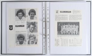 Glamorgan C.C.C. 1950s-1980s. Black file comprising newspaper and magazine cuttings, pages etc. with over three hundred signatures of individual players and multi-signed Glamorgan teams. Signatures include Wooller, Shepherd, Nash, Lewis, A. Jones, Llewell