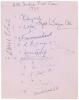 &lsquo;All-India Test Team 1933&rsquo;. Large album page signed in blue and black ink by thirteen members of the India team who played England in the 1st Test in Bombay, 15th-018th December 1933 (the inaugural Test match played in India). Signatures include Nayudu (C