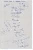 All India tour of England 1936. A piece of &lsquo;The Star Hotel, Worcester&rsquo; headed paper very nicely signed in ink by seventeen members of the Indian touring party to England in 1936. Signatures include Maharajkumar of Vizianagram, Nayudu, Ramaswamy, Merchant,