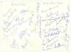 &lsquo;India v Australia, 4th Test, Madras January 1960&rsquo;. Greetings card with handwritten title to front cover. Signed inside on one side of the card by thirteen of the Indian team and to the other by seventeen of the Australian team. Signatures include Ramchan - 2