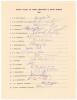India tour to New Zealand and West Indies 1976. Rarer official autograph sheet with printed title and players&rsquo; names, fully signed in ink by the nineteen listed members of the touring party. Signatures are Bedi (Cpt), Gavaskar, M. Amarnath, S. Amarnath, C