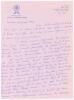 Indian Test cricketers. Three handwritten letters, two two page and the other one, signed by Indian Test cricketers replying to requests for signed photographs/autographs from various correspondents. Signatures are Vijay Hazare (thirty Tests, 1946-1953) - 3