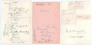 Australia tour to England 1921. Large album page nicely very signed in ink by all sixteen members of the Australian touring party. Signatures are Armstrong (Captain), Collins, Bardsley, Carter, Andrews, Ryder, Taylor, Mayne, Pellew, Mailey, Hendry, Gregor