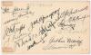 Australia tour to England 1926. Album page nicely signed in black ink to one side by fourteen members of the Australian touring party. Signatures are Collins (Captain), Bardsley, Taylor, Ryder, Elllis, Gregory, Oldfield, Ponsford, Andrews, Woodfull, Hendr