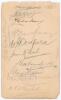 Australia tour to England 1930. Album page signed in pencil (one in ink) by ten members of the Australian touring party. Signatures are Woodfull (Captain), Richardson (signed in ink), Fairfax, Oldfield, McCabe, Ponsford, Kippax, Bradman, a&rsquo;Beckett and Wal