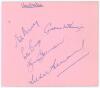 Australia tours to England 1956 & 1961. Two album pages comprising twenty signatures in ink of the 1956 touring party. Players&rsquo; signatures are Johnson (Captain), Rutherford, Harvey, Langley, Lindwall, Crawford, Wilson, Mackay, Benaud, Davidson, Burge, Arc - 2