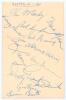 Australia tour to England 1961. Album page signed in ink by twelve members of the 1961 Australian touring party. Signatures are Mackay, Simpson, Kline, Misson, Harvey, O&rsquo;Neill, Lawry, Davidson, Grout, Quick, McKenzie and Booth. The page appears to be slig