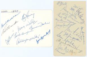 Australia tour to England 1968. Album page signed in ink by nine members of the 1968 tour. Signatures are Sheahan, Hawke, Lawry, Walters, Taber, Cowper, McKenzie, Mallett and Renneberg. Sold with a page laid to a trimmed white page, comprising fifteen sig