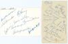 Australia tour to England 1968. Album page signed in ink by nine members of the 1968 tour. Signatures are Sheahan, Hawke, Lawry, Walters, Taber, Cowper, McKenzie, Mallett and Renneberg. Sold with a page laid to a trimmed white page, comprising fifteen sig