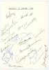 &lsquo;Australia in England 1968&rsquo;. White card with printed title, fully signed in ink by all seventeen members of the 1968 Australian touring party. Signatures are Lawry (Captain), Joslin, Connolly, McKenzie, Inverarity, Taber, Walters, Hawke, Cowper, Freeman, 