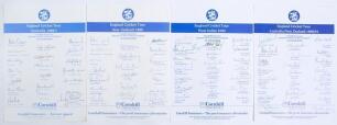England tours to Australia 1986/87, New Zealand 1988, West Indies 1990 and Australia & New Zealand 1990/91. Four official autograph sheets with printed titles and players&rsquo; names. All sheets nicely and fully signed in ink by all members of the touring part