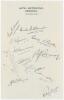 South Africa tour to England 1935. Page on Hotel Metropole, Swansea letterhead nicely signed in black ink by twelve members of the South Africa touring party. Signatures are Wade (Captain), Viljoen, Rowan, Dalton, Cameron, Crisp, Vincent, Nourse, Siedle, 