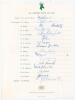 South Africa tour to England 1965. Official autograph sheet with printed title and players&rsquo; names, fully signed in ink by all sixteen members of the touring party. Signatures are van der Merwe (Captain), Barlow, Bacher, Bland, Bromfield, Botten, Crookes, 