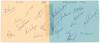 Pakistan tour to England 1967. Two large album pages taped together comprising twelve signatures in ink of members of the 1967 Pakistan touring party. Signatures include Hanif Mohammad (Captain), Arif Butt, Salahuddin, Fasihuddin, Waqar Ahmed, Pervez Sajj - 2