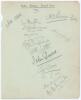 Nottinghamshire C.C.C. 1921. Large album page signed in pencil by twelve members of the Nottinghamshire team and the Secretary, H.A. Brown. Players&rsquo; signatures are Carr (Captain), Payton, Richmond, Hardstaff, Matthews, Staples, Barratt, J. Gunn, G. Gunn, 