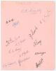 &lsquo;Surrey 2nds 1939&rsquo;. Large album page nicely signed in different coloured inks by thirteen members of the Surrey 2nd XI team, a good number of whom went on to play first-class and international cricket. Fourteen signatures in total including A.C. Shirreff,