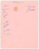 &lsquo;Surrey 2nds 1939&rsquo;. Large album page nicely signed in different coloured inks by thirteen members of the Surrey 2nd XI team, a good number of whom went on to play first-class and international cricket. Fourteen signatures in total including A.C. Shirreff, - 2