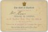 Robert Arthur Thoms, Umpire. &lsquo;Earl of Sheffield&rsquo;s XI v Australians 1893&rsquo;. Rare original invitation card, &lsquo;The Earl of Sheffield requests the Honor of Mr Thoms company to Luncheon at Sheffield Park, May 9th 1893 at two o&rsquo;clock precisely. Ticket to be prese