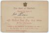 Robert Arthur Thoms, Umpire. &lsquo;Earl of Sheffield&rsquo;s XI v South Africa 1894&rsquo;. Rare original invitation card, &lsquo;The Earl of Sheffield requests the Honor of Mr Thoms company to Luncheon at Sheffield Park, May 22nd 1894 at two o&rsquo;clock precisely. Ticket to be pre