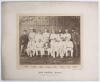 &lsquo;Lord Sheffield&rsquo;s Eleven at Sheffield Park, August 26 & 27, 1881&rsquo;. Early original sepia photograph of Lord Sheffield&rsquo;s team seated and standing in rows wearing cricket attire for the match v A. Shaw&rsquo;s XI, 26th- 27th August 1881. Players featured include E