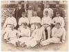 &lsquo;The Australians 1890&rsquo;. Original sepia photograph of the Australian team who played Lord Sheffield&rsquo;s Eleven at Sheffield Park, East Sussex on the 8th-10th May 1890, standing and seated, in rows wearing blazers, caps and cricket attire. The Australian Mana
