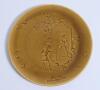 Cricket plate. A Rare Choisy Le-Roi Majolica mustard and green cricket plate depicting an Asian cricket match in the French Empire (Vietnam) with images of children (oriental) playing cricket to centre with foliage decoration and signed HB in chinese sign