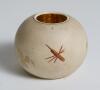 Cricket. Unusual Victorian stoneware circular match holder printed with attractive full length colour image of an early batsman standing at the wicket holding his bat, with tent and woods to background, crossed bat and stumps to verso. The match holder st - 3