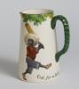 &lsquo;Out for a Duck&rsquo; Royal Doulton Black Boy jug, entitled &lsquo;Out for a Duck&rsquo; printed with a boy in red shirt and a floppy hat in batting pose having attempted a big shot, looking back to see the ball hit his wicket to one side and to the other, a crest with &lsquo;T