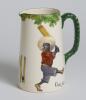 &lsquo;Out for a Duck&rsquo; Royal Doulton Black Boy jug, entitled &lsquo;Out for a Duck&rsquo; printed with a boy in red shirt and a floppy hat in batting pose having attempted a big shot, looking back to see the ball hit his wicket to one side and to the other, a crest with &lsquo;T - 2