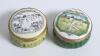 &lsquo;Cricket at Lord&rsquo;s&rsquo;. Halcyon Days circular enamelled pill box. The lid with an early cricket scene at Lord&rsquo;s, the hinged lid revealing title &lsquo;Cricket at Lord&rsquo;s in the early 19th century&rsquo; and small image of a cricketer in top hat. The outer decorated with 