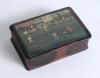 Cricket snuff box. An oblong wooden snuff box. The hinged lid painted with an early colour cricketing scene. Date unknown. The box measures 3.25&rdquo;x2.25. Very minor wear otherwise in good condition