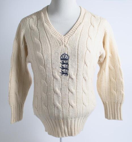 Robert William &lsquo;Bob&rsquo; Taylor. Derbyshire & England 1961-1988. England long sleeved Test sweater worn by Taylor whilst playing for England in home Test matches. The sweater, by Simpson of Piccadilly, with central England emblem of the three lions and crown 