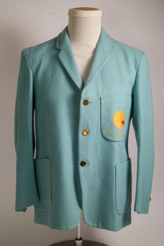 Robert William &lsquo;Bob&rsquo; Taylor. Derbyshire & England 1961-1988. World XI Team international blazer worn by Taylor whilst playing for the World XI in Australia in 1971/72. The pale blue blazer, by Philip Joseph&rsquo; with gold and red &lsquo;World&rsquo; emblem and &lsquo;1971-72&rsquo; 