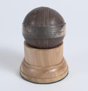 Oxford v Middlesex 1887. The cricket ball used during the Oxford innings of 555 and the record breaking third wicket stand of 340 runs for the 6th wicket stand between Kingsmill Key and Hylton Philipson for Oxford University v Middlesex in the match playe