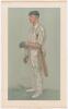 Gilbert Laird Jessop, Gloucestershire & England 1894-1914. Signed Vanity Fair colour chromolithograph of Jessop. &lsquo;The Croucher&rsquo;. July 25th 1901 by SPY. Nicely signed by Jessop in black ink to lower right border. Laid down to mount board, some fading to t