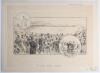 &lsquo;At Lords: Eton v. Harrow&rsquo;. Large supplement print published for the &lsquo;Christmas Number of The World 1889&rsquo;. The image depicts large crowds dressed in their finery attending Lord&rsquo;s, the match in progress in the background, with two roundel insets, one of W.